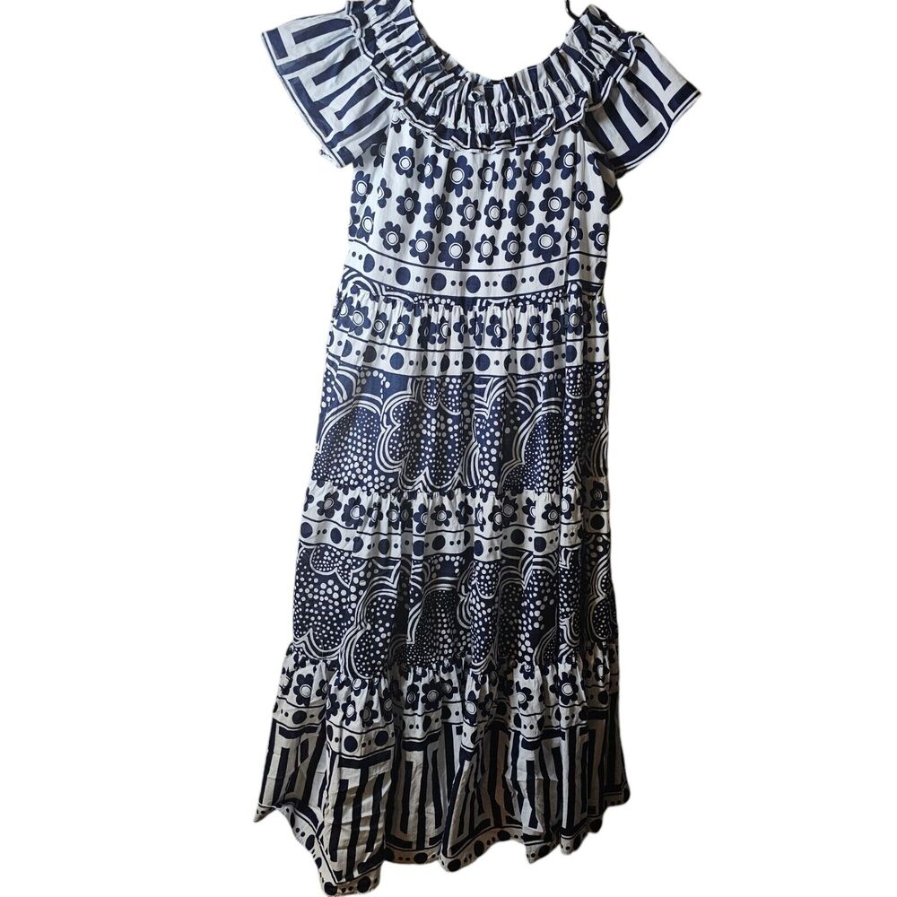 Trina Turk Maxi Dress Womens Small Off Shoulder Floral Vacation Cruise Organic